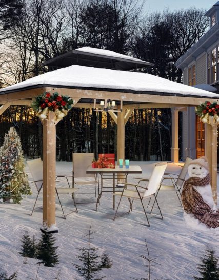 Pro Series DailyUse 13 Ft. W X 11 Ft. D Solid Wood Patio Gazebo Energy Saving